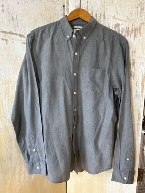 Old Navy Gray Button-Down Casual Shirt Slim Fit